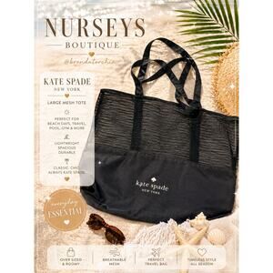 Kate Spade New York Large Mesh Tote / Travel Beach Bag – Black